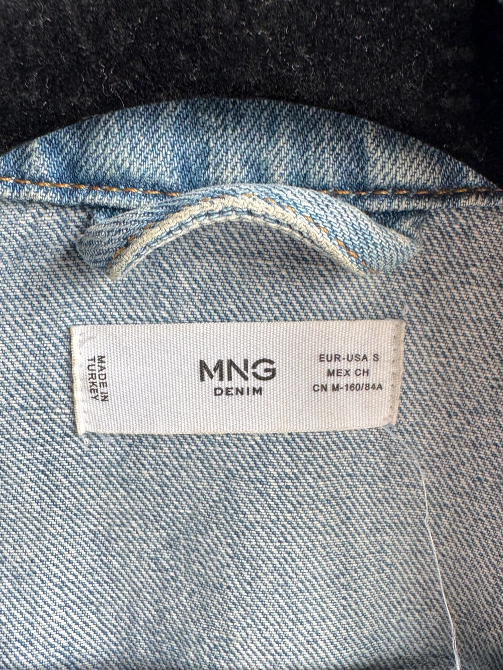 Mango MNG Light Blue Denim Jacket - women's Casual Oversized Trucker - Picture 3 of 6